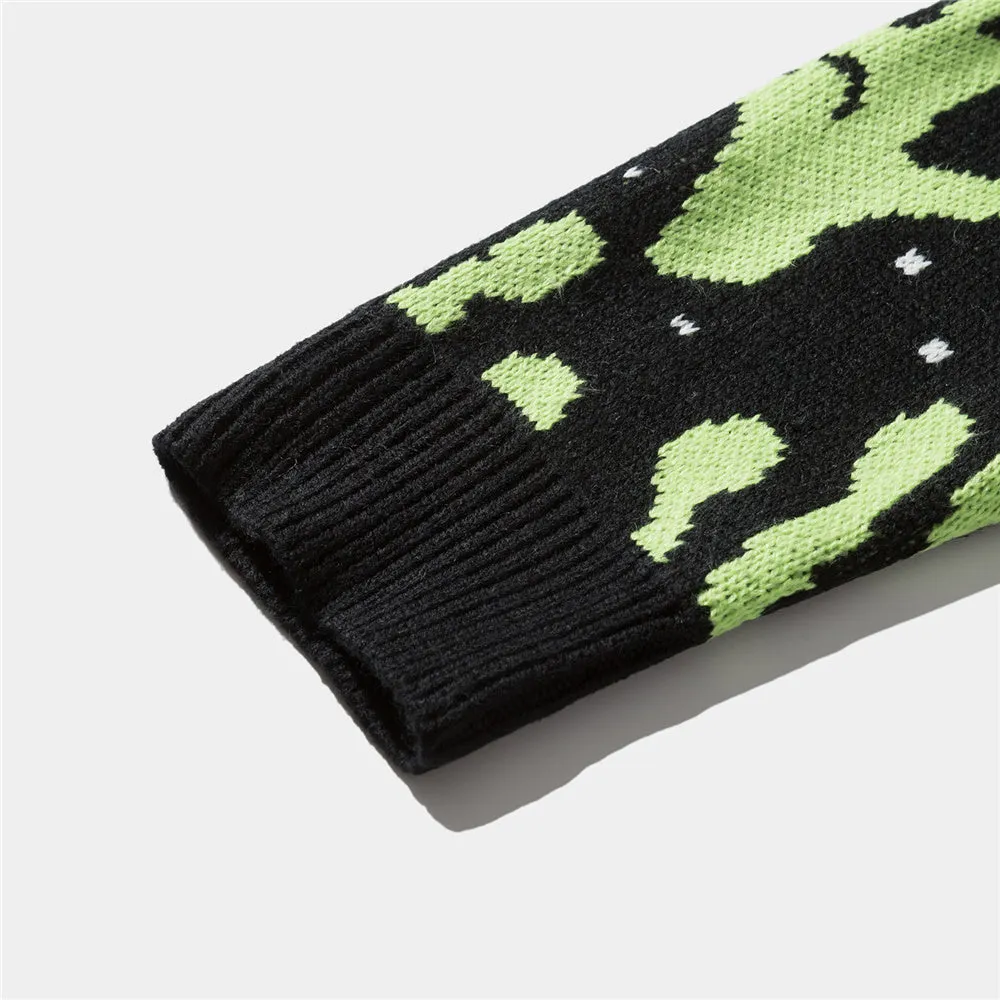 Sweater Men Jumpers Knitted Harajuku Alien Hip Hop Streetwear Men Knitwear Clothing Pullover Oversize Sweaters