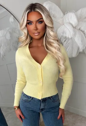 Sweetheart Secrets  Lemon Buttoned Knitted Cardigan