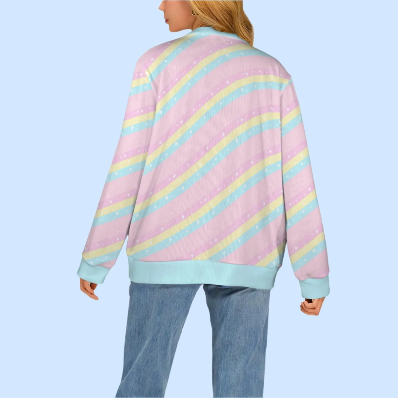 Teatime Fantasy Pink Women's Ribbed Button Up Cardigan
