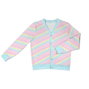Teatime Fantasy Pink Women's Ribbed Button Up Cardigan