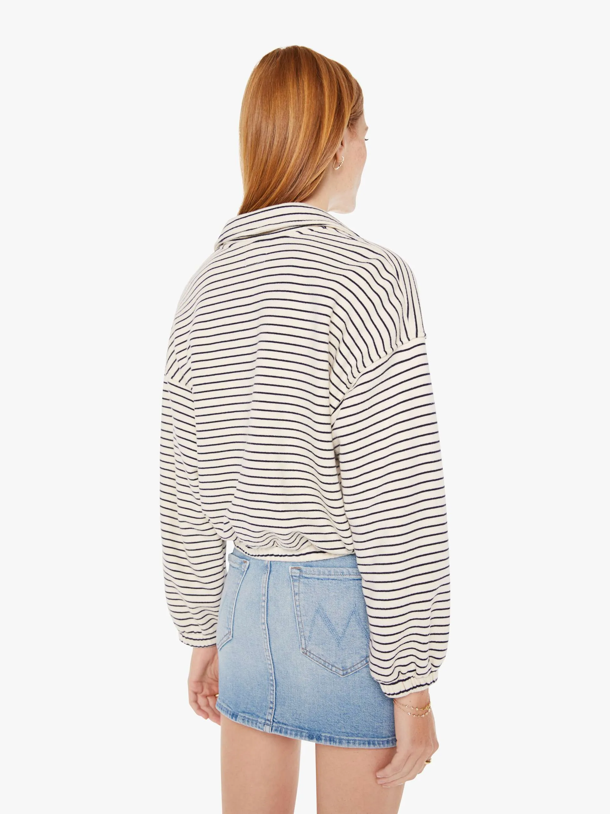 The Long Drop Cinch Pullover - Navy And Cream