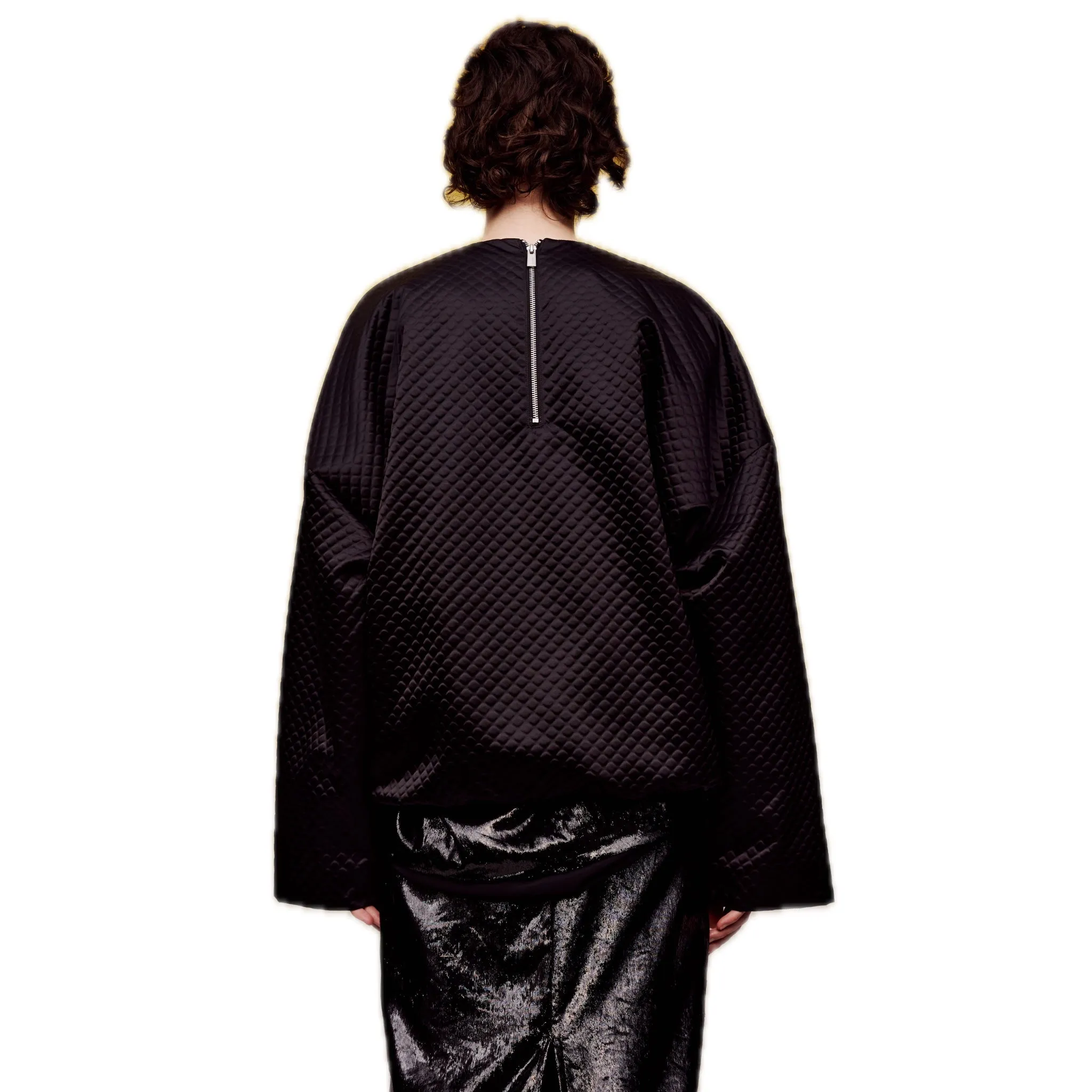Thin Cotton Crew Neck Pullover Sweatshirt in Black