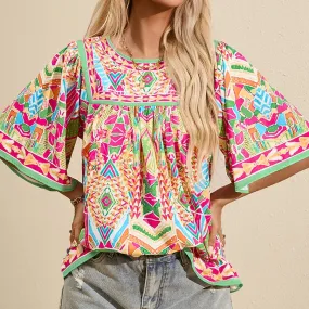 Thin Loose Casual Style Printed Chiffon Shirt For Women