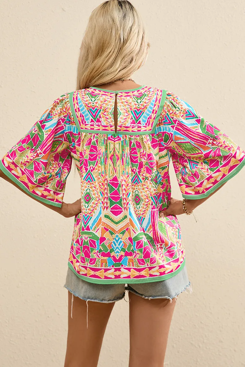 Thin Loose Casual Style Printed Chiffon Shirt For Women