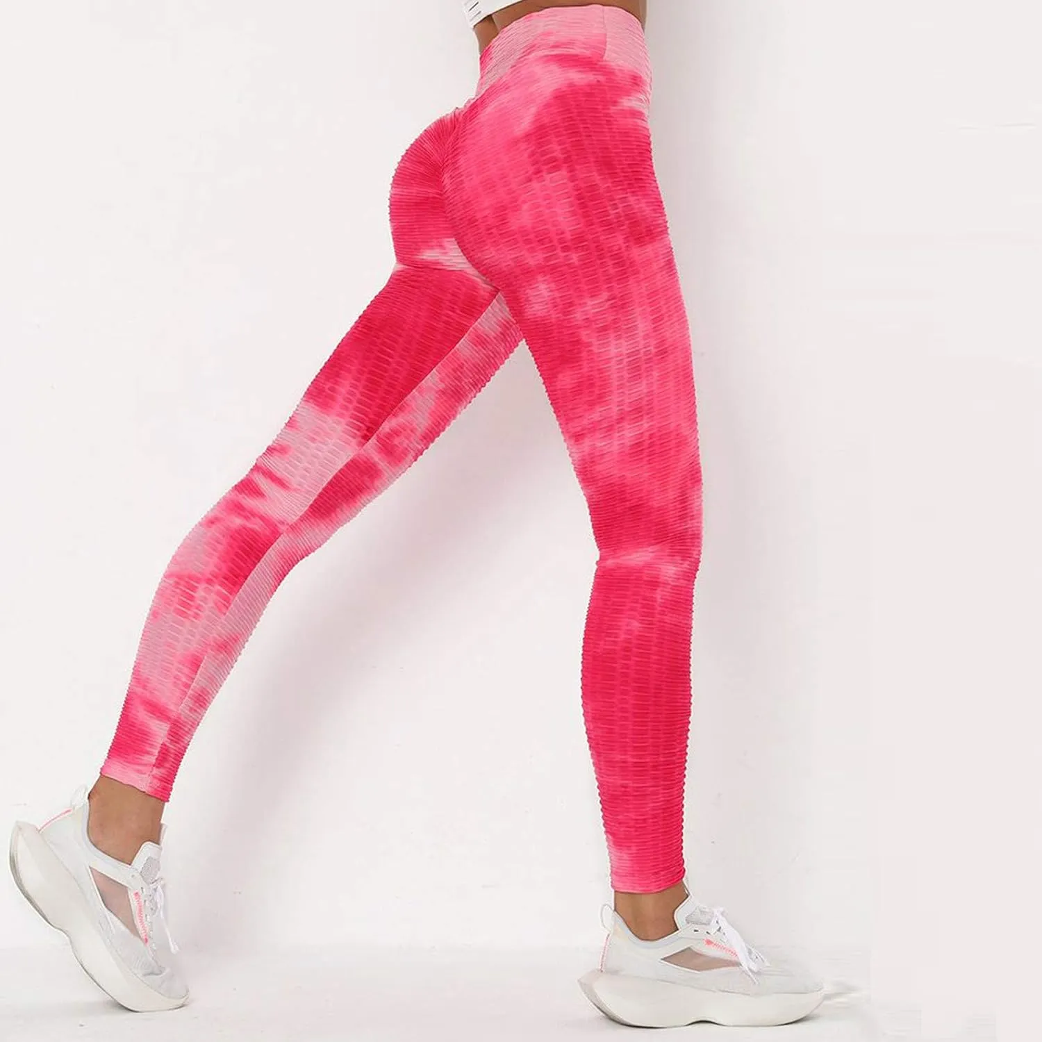 Womans Yoga Pants Leggings Exercise Breathable Lifting Ninth Pants Hip Sports Bubble Tie-dye Women's Pants Workout