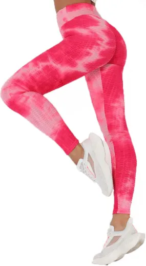 Womans Yoga Pants Leggings Exercise Breathable Lifting Ninth Pants Hip Sports Bubble Tie-dye Women's Pants Workout