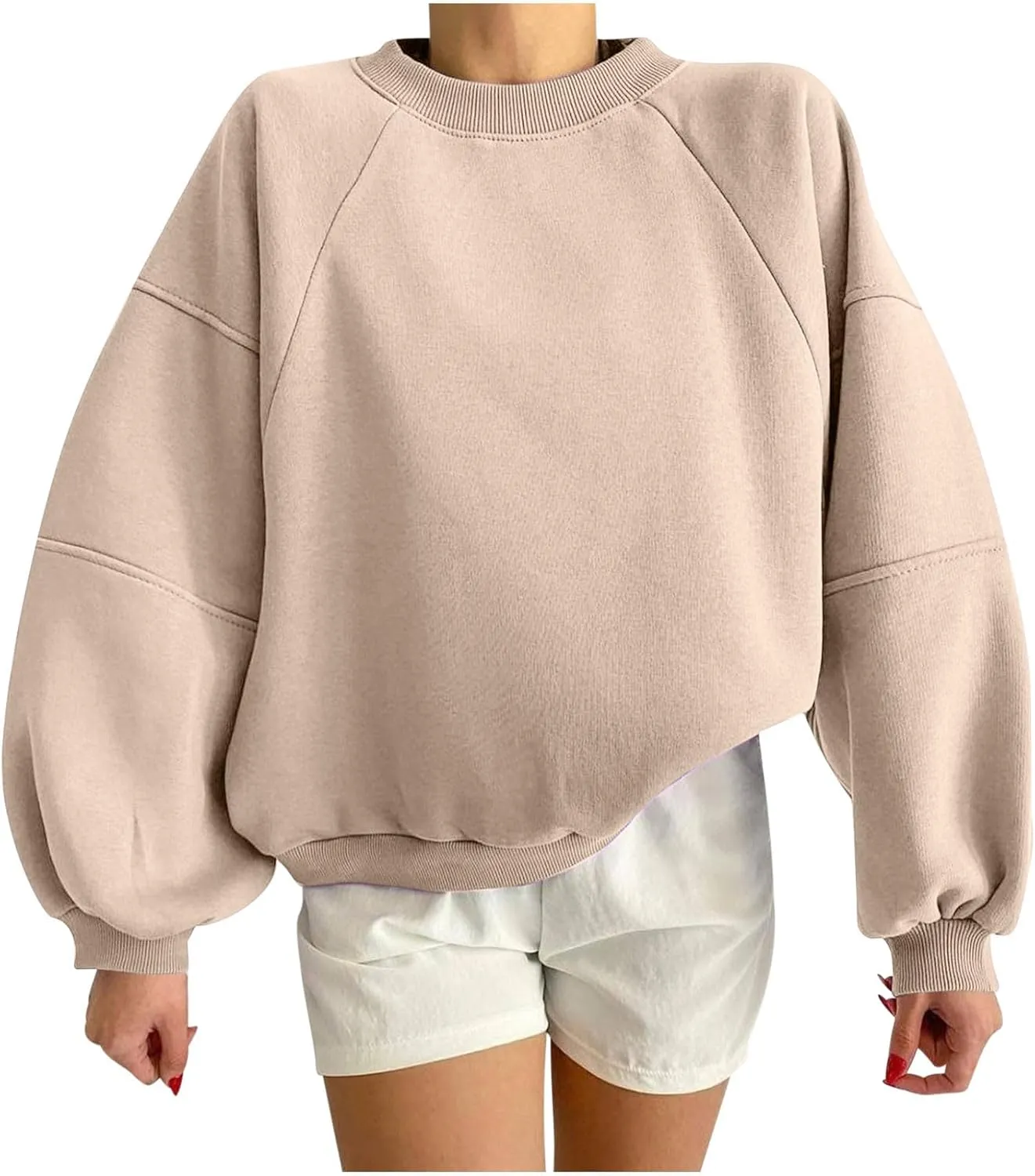 Women Y2k Teen Grils Sweatshirt Oversized Casual Cropped Pullover Crewneck Fleece Lightweight Long Sleeve Loose Tops