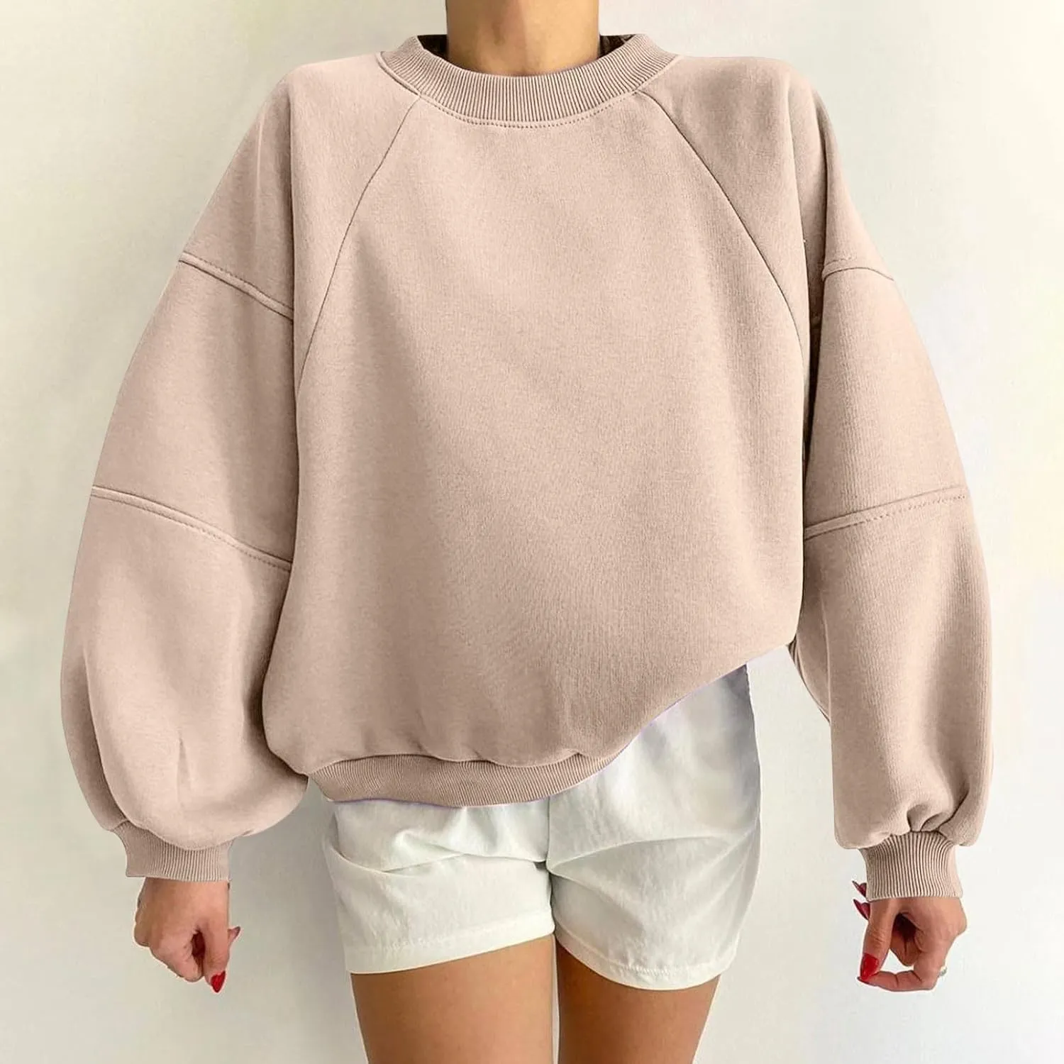 Women Y2k Teen Grils Sweatshirt Oversized Casual Cropped Pullover Crewneck Fleece Lightweight Long Sleeve Loose Tops