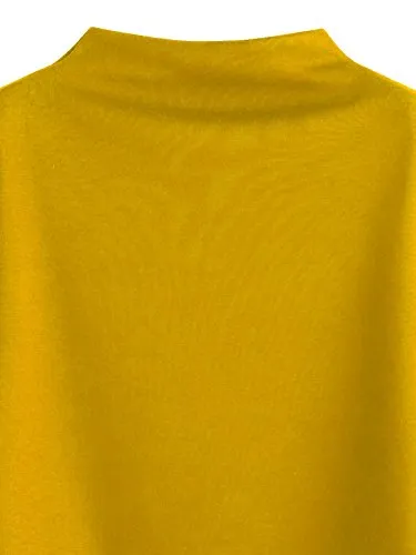 Women's 3/4 Sleeve Mock Neck Basic Loose T-Shirt Elegant Top Apricot Small