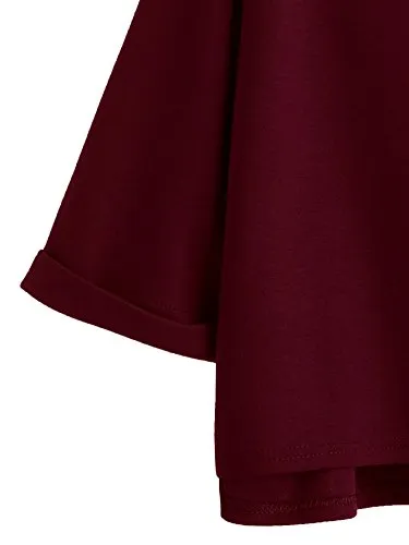 Women's 3/4 Sleeve Mock Neck Basic Loose T-Shirt Elegant Top Apricot Small