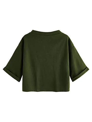 Women's 3/4 Sleeve Mock Neck Basic Loose T-Shirt Elegant Top Apricot Small