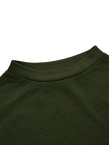 Women's 3/4 Sleeve Mock Neck Basic Loose T-Shirt Elegant Top Apricot Small