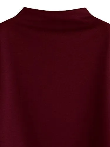 Women's 3/4 Sleeve Mock Neck Basic Loose T-Shirt Elegant Top Apricot Small