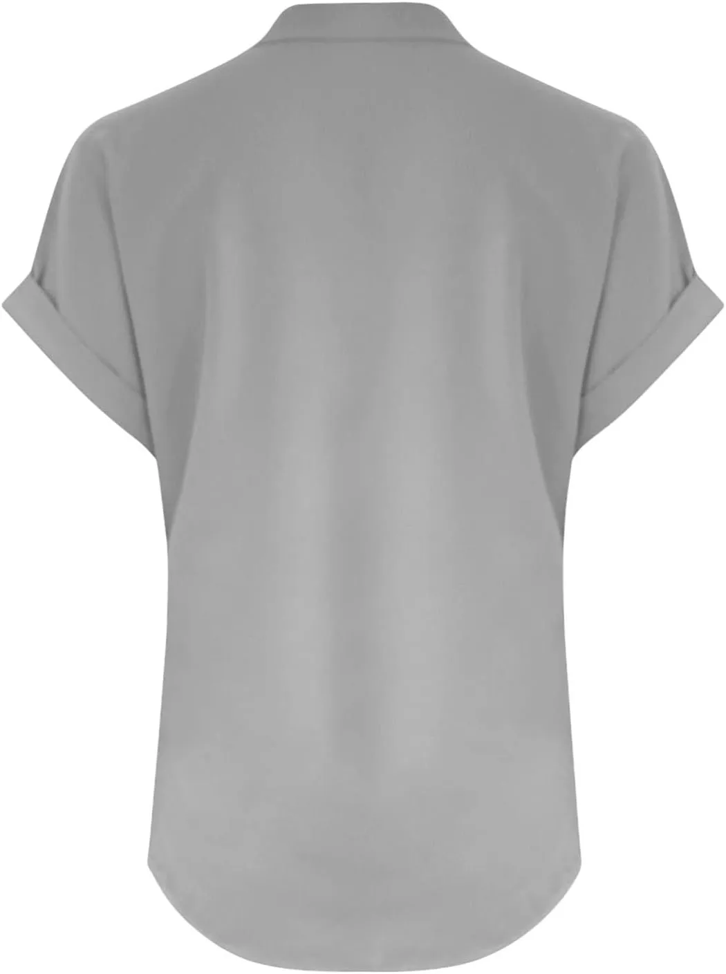 Womens Cotton Linen Tees Summer Short Cap Sleeve Rolled Button Up Shirts Casual V Neck Collared Comfy Blouses Tops