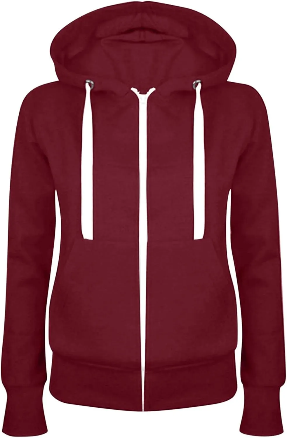 Women's Drawstring Hoodies Fall Fashion Long Sleeve Full Zip Up Hooded Jackets Casual Lightweight Thin Sweatshirts