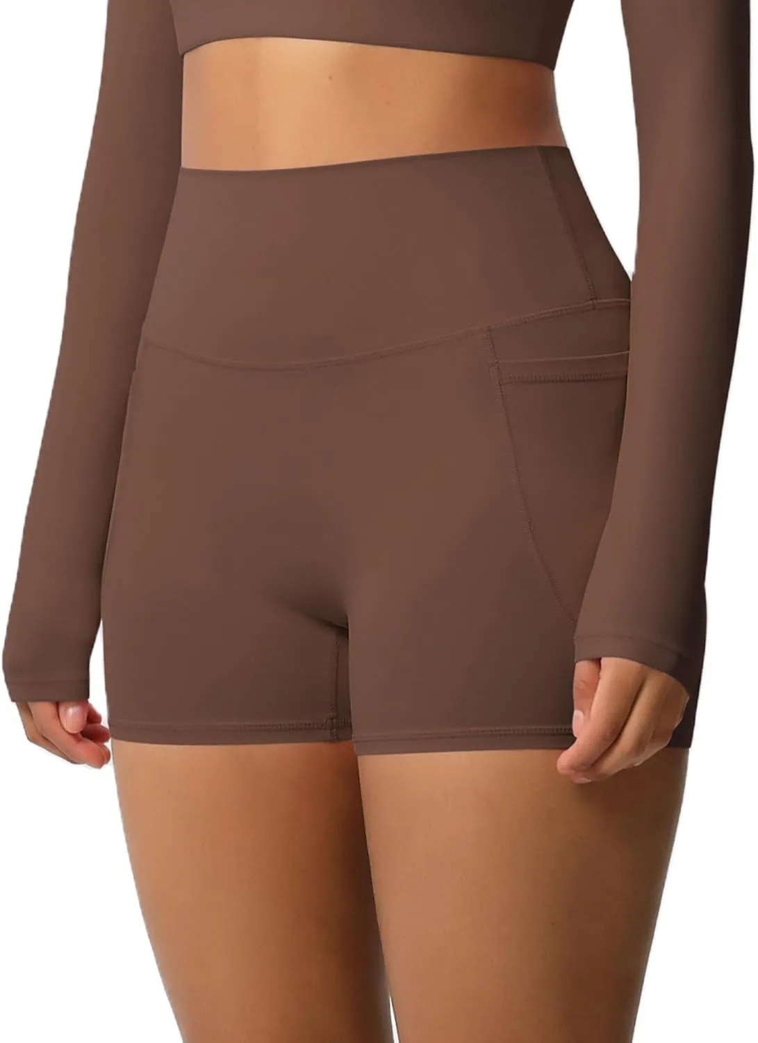 Women's High Waisted Yoga Shorts with Pockets - Buttery Soft Tummy Control Leggings, Breathable & Durable for Workout