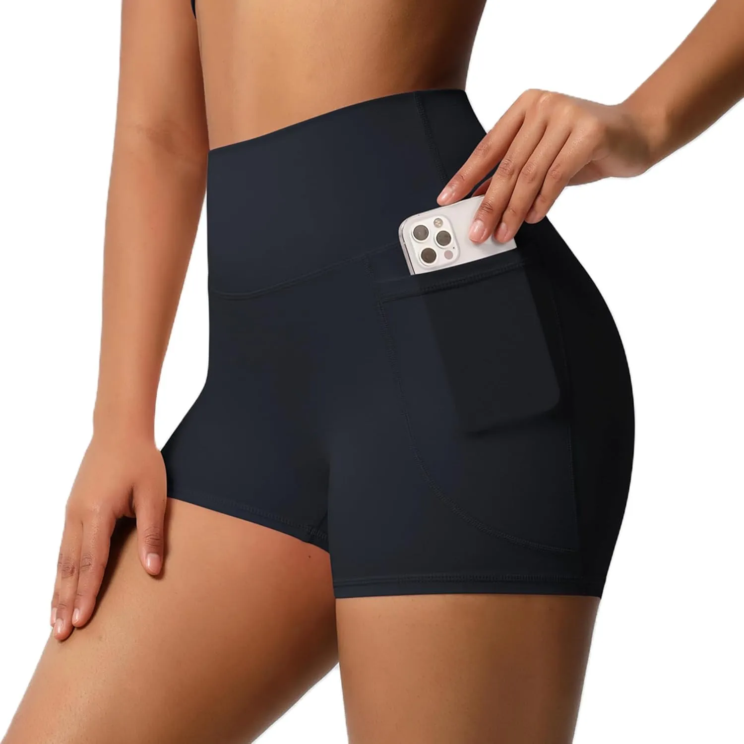 Women's High Waisted Yoga Shorts with Pockets - Buttery Soft Tummy Control Leggings, Breathable & Durable for Workout