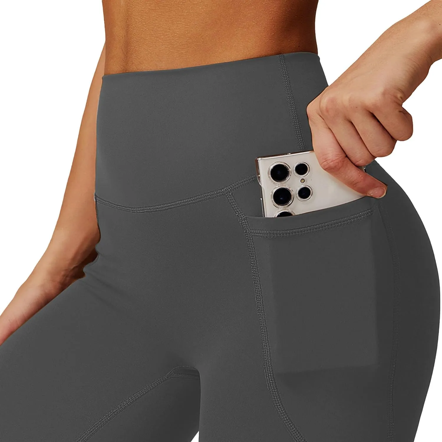 Women's High Waisted Yoga Shorts with Pockets - Buttery Soft Tummy Control Leggings, Breathable & Durable for Workout