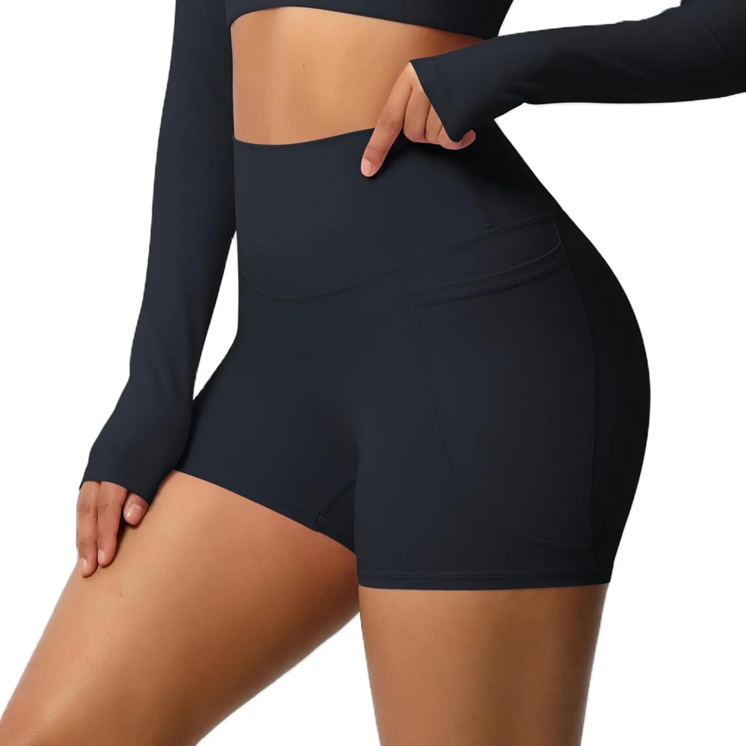 Women's High Waisted Yoga Shorts with Pockets - Buttery Soft Tummy Control Leggings, Breathable & Durable for Workout