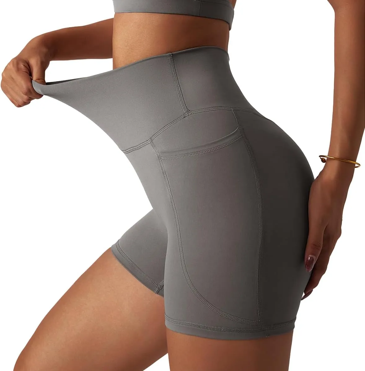 Women's High Waisted Yoga Shorts with Pockets - Buttery Soft Tummy Control Leggings, Breathable & Durable for Workout