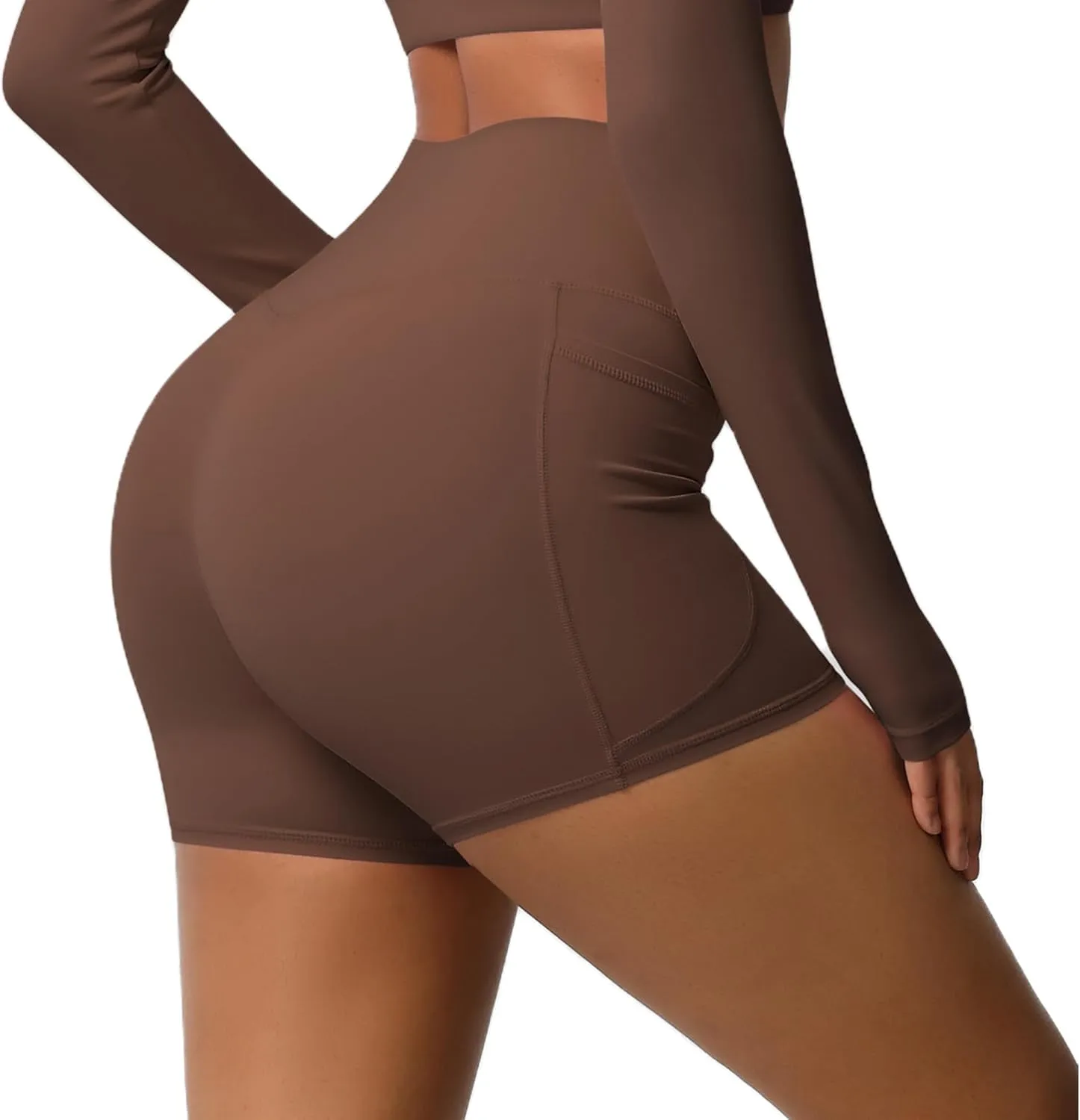 Women's High Waisted Yoga Shorts with Pockets - Buttery Soft Tummy Control Leggings, Breathable & Durable for Workout