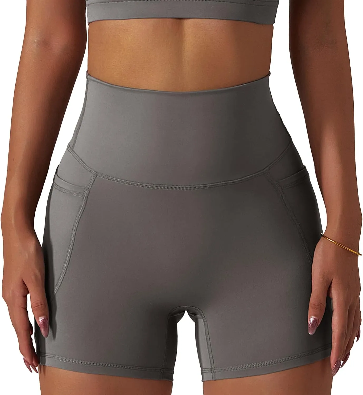 Women's High Waisted Yoga Shorts with Pockets - Buttery Soft Tummy Control Leggings, Breathable & Durable for Workout