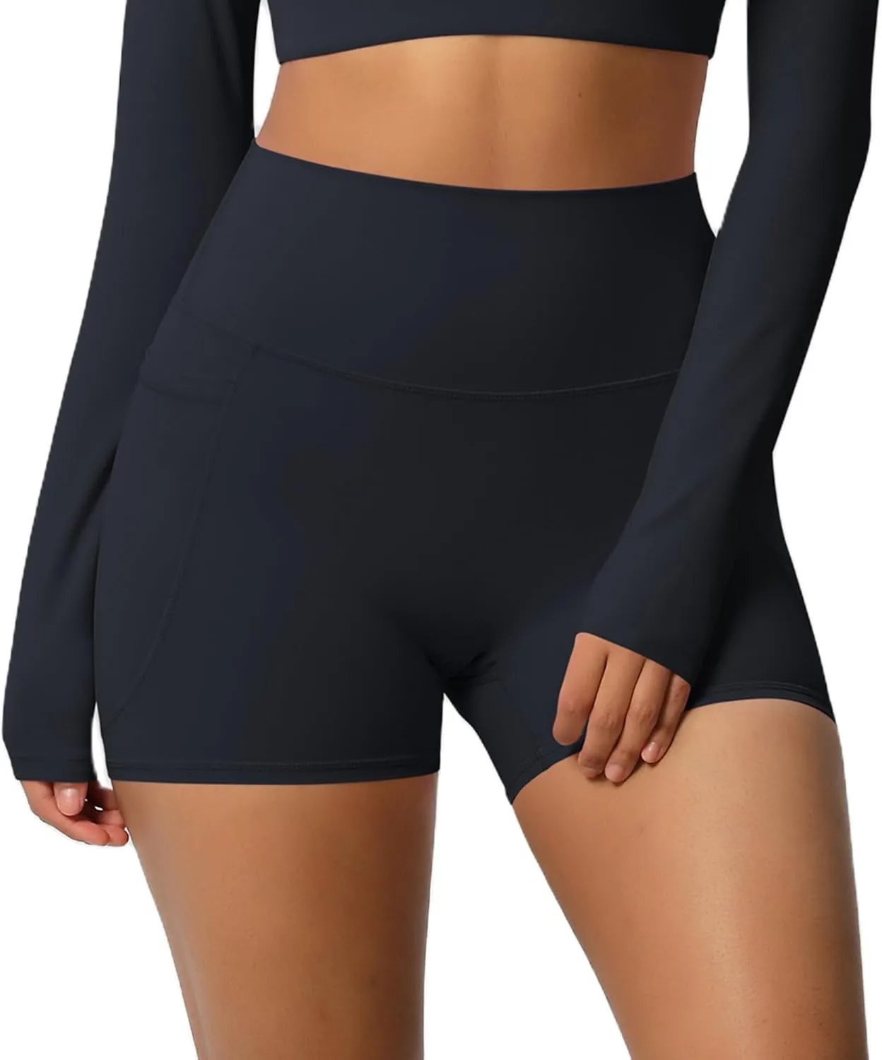 Women's High Waisted Yoga Shorts with Pockets - Buttery Soft Tummy Control Leggings, Breathable & Durable for Workout