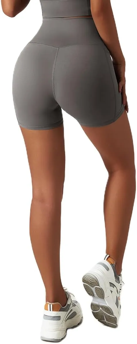 Women's High Waisted Yoga Shorts with Pockets - Buttery Soft Tummy Control Leggings, Breathable & Durable for Workout