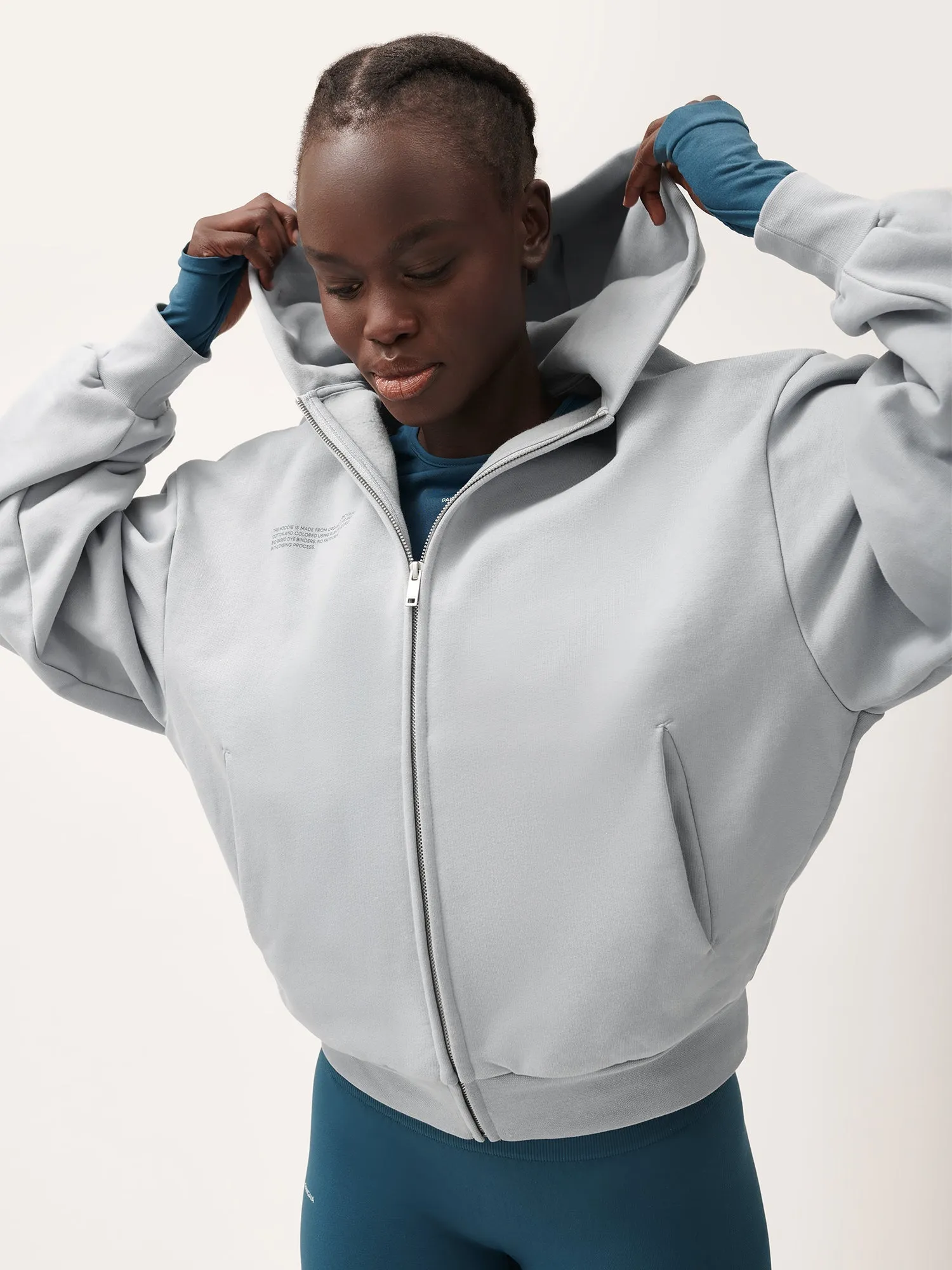 Womens Natural Dye Zipped Hoodie—midnight fog grey