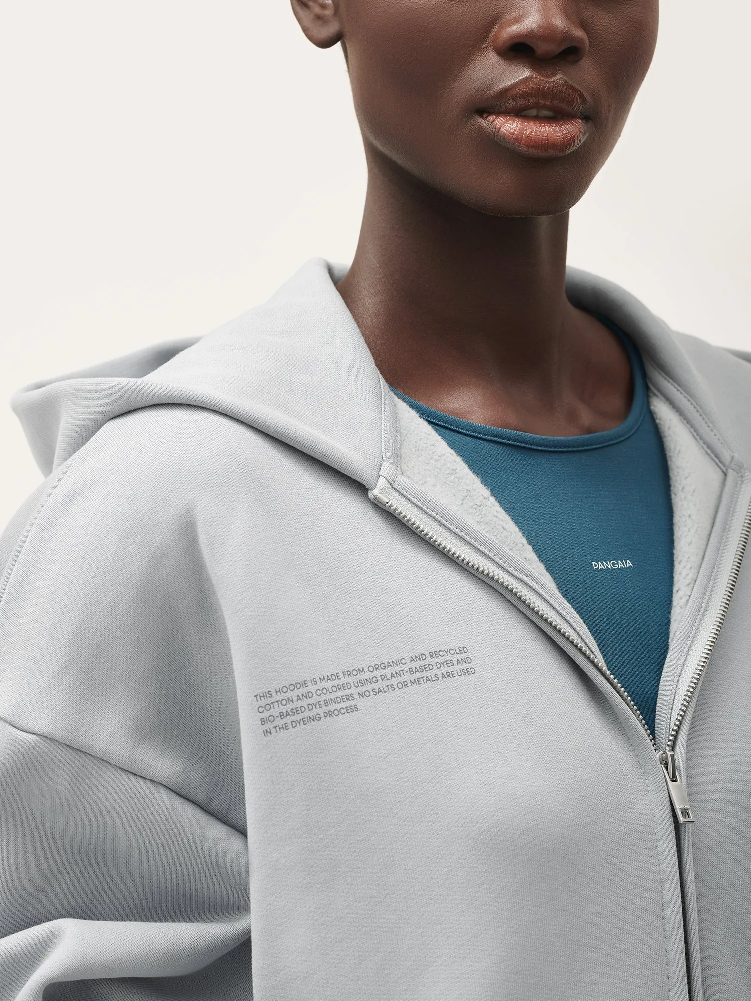 Womens Natural Dye Zipped Hoodie—midnight fog grey