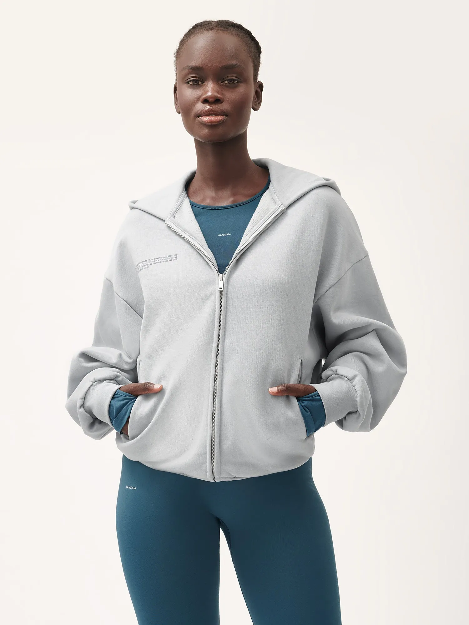 Womens Natural Dye Zipped Hoodie—midnight fog grey