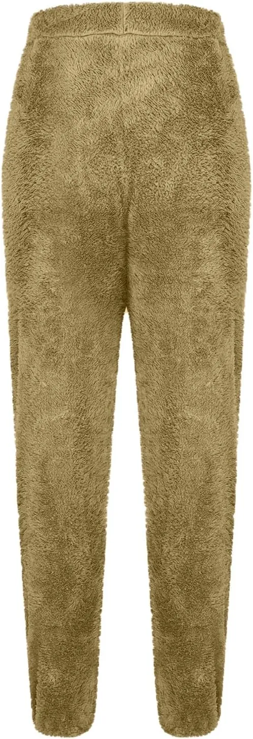 Womens Sherpa Fleece Sweatpants Wide Leg Warm Joggers Soft Lounge Comfortable Warm Sweatpants