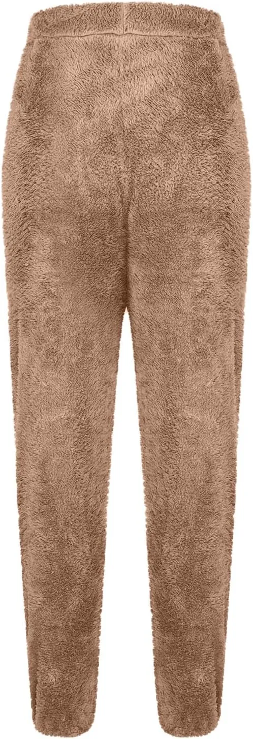 Womens Sherpa Fleece Sweatpants Wide Leg Warm Joggers Soft Lounge Comfortable Warm Sweatpants