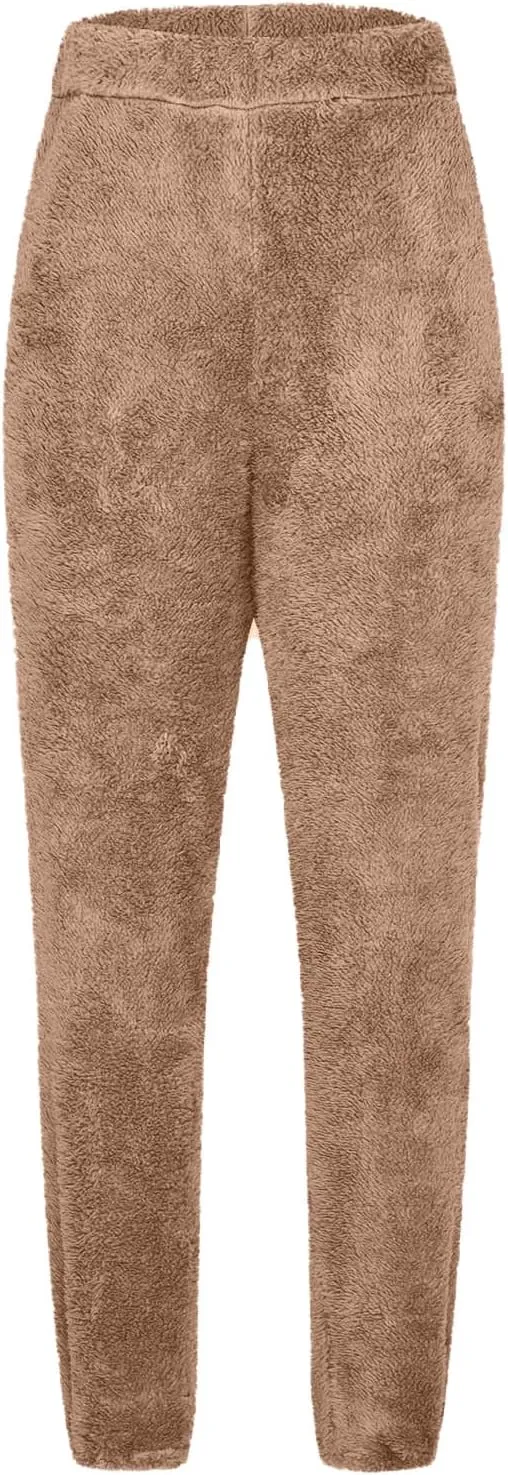 Womens Sherpa Fleece Sweatpants Wide Leg Warm Joggers Soft Lounge Comfortable Warm Sweatpants