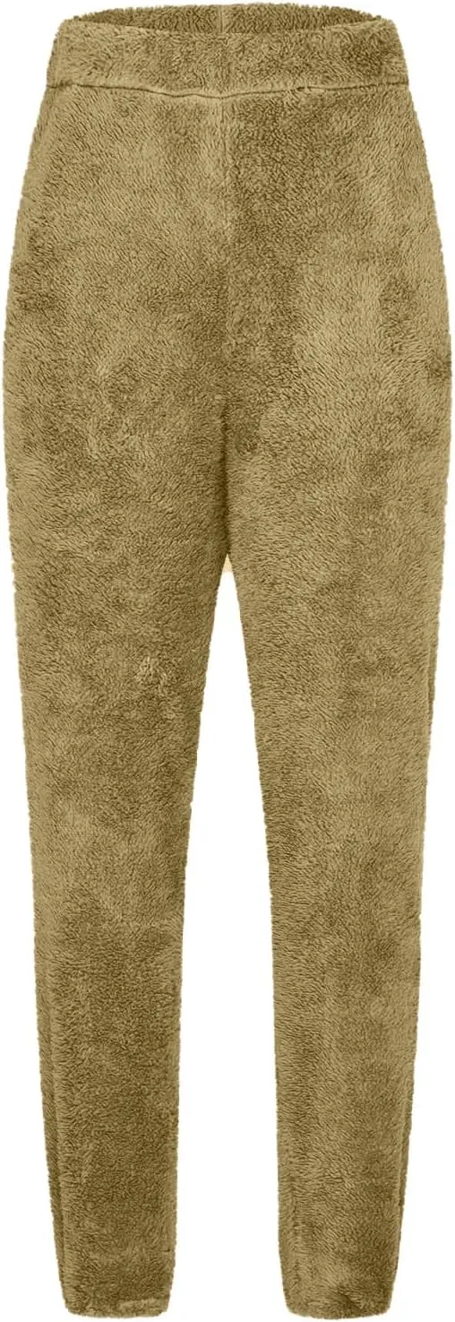 Womens Sherpa Fleece Sweatpants Wide Leg Warm Joggers Soft Lounge Comfortable Warm Sweatpants