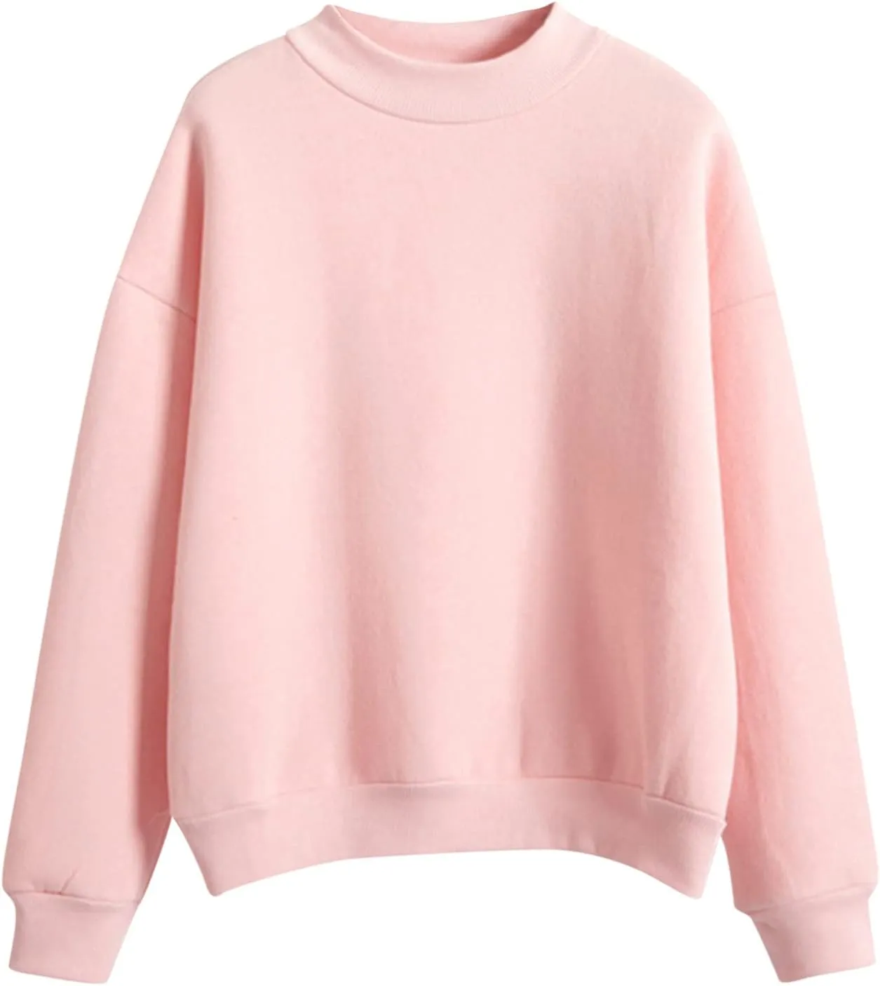 Womens Solid Color Sweatshirts Autumn Trendy Crew Neck Cotton Daily Long Sleeve Pullover Tops Teen Girls Preppy Clothes