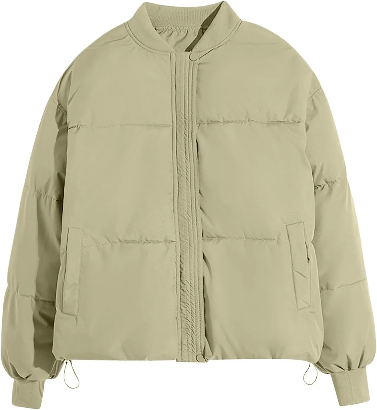 Womens Winter Short Down Jacket Crop Zip Puffer Coat Cropped Quilted Down Coats Bomber Jacket Varsity Jacket Outerwear