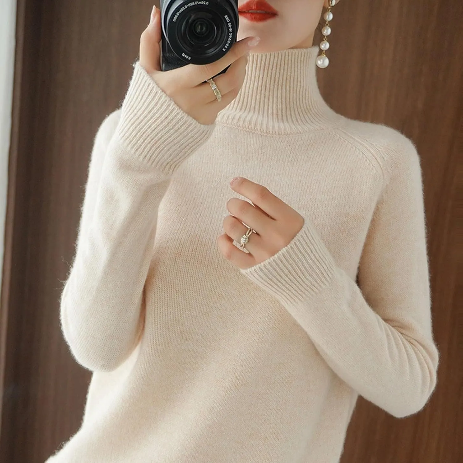 Wool Sweater Women Fall Fashion 2024 Cashmere Pullover Sweaters Lightweight Turtleneck Sweater