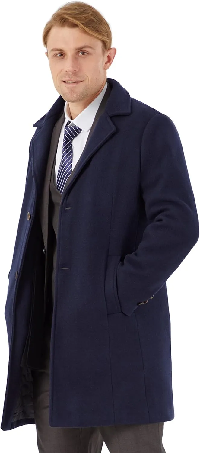 WULFUL Men Wool Trench Coat Slim Fit Winter Coat