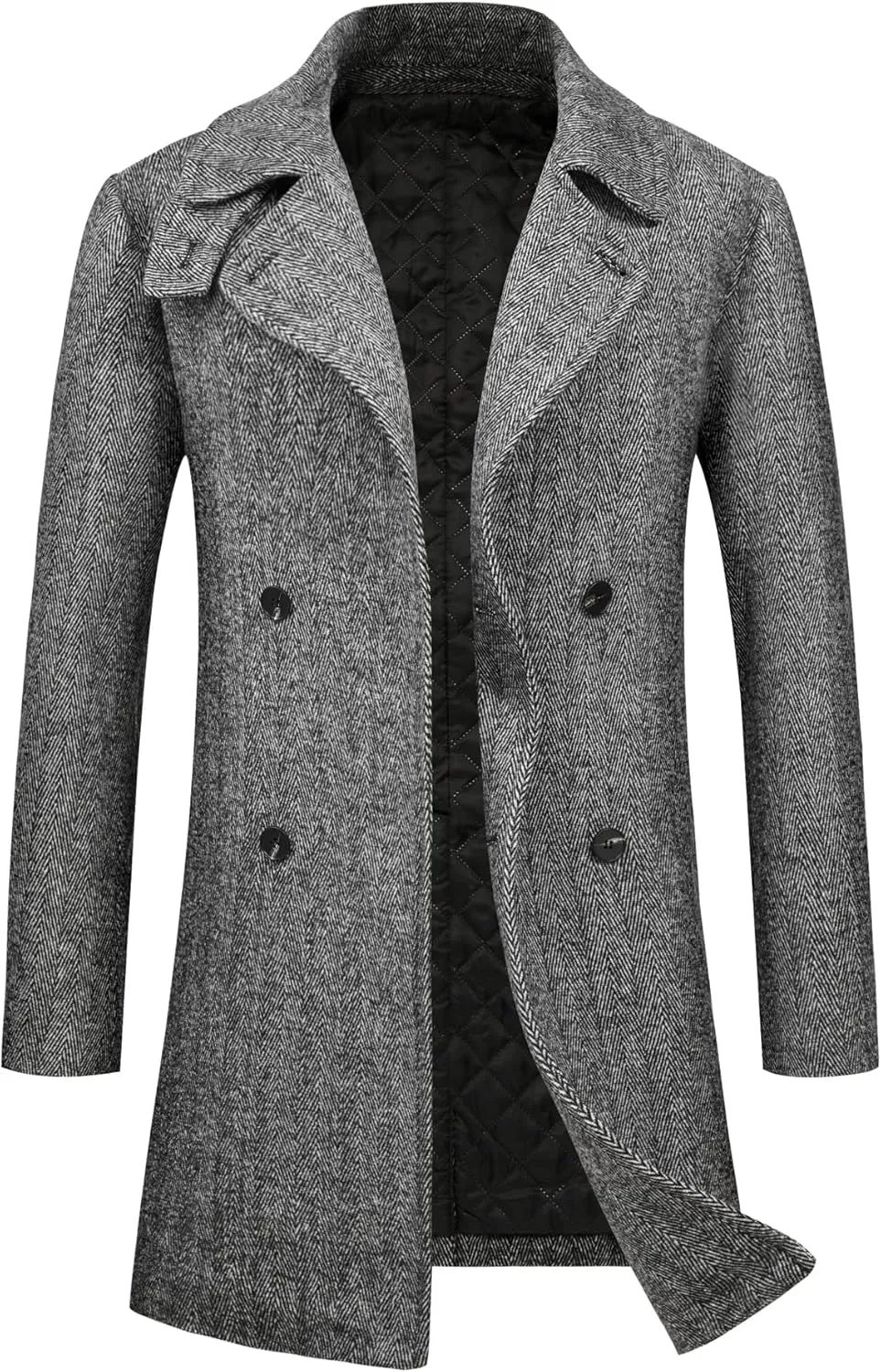WULFUL Men Wool Trench Coat Slim Fit Winter Coat