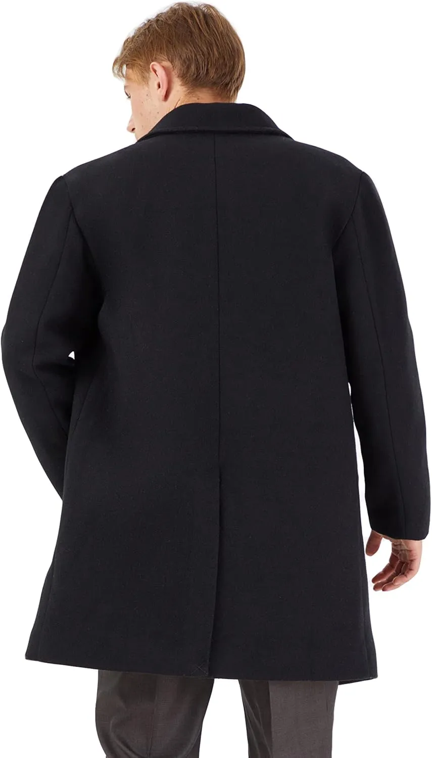 WULFUL Men Wool Trench Coat Slim Fit Winter Coat