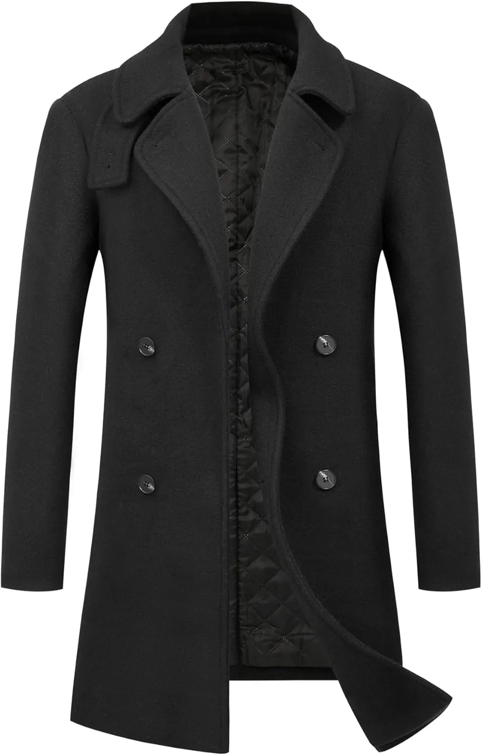 WULFUL Men Wool Trench Coat Slim Fit Winter Coat