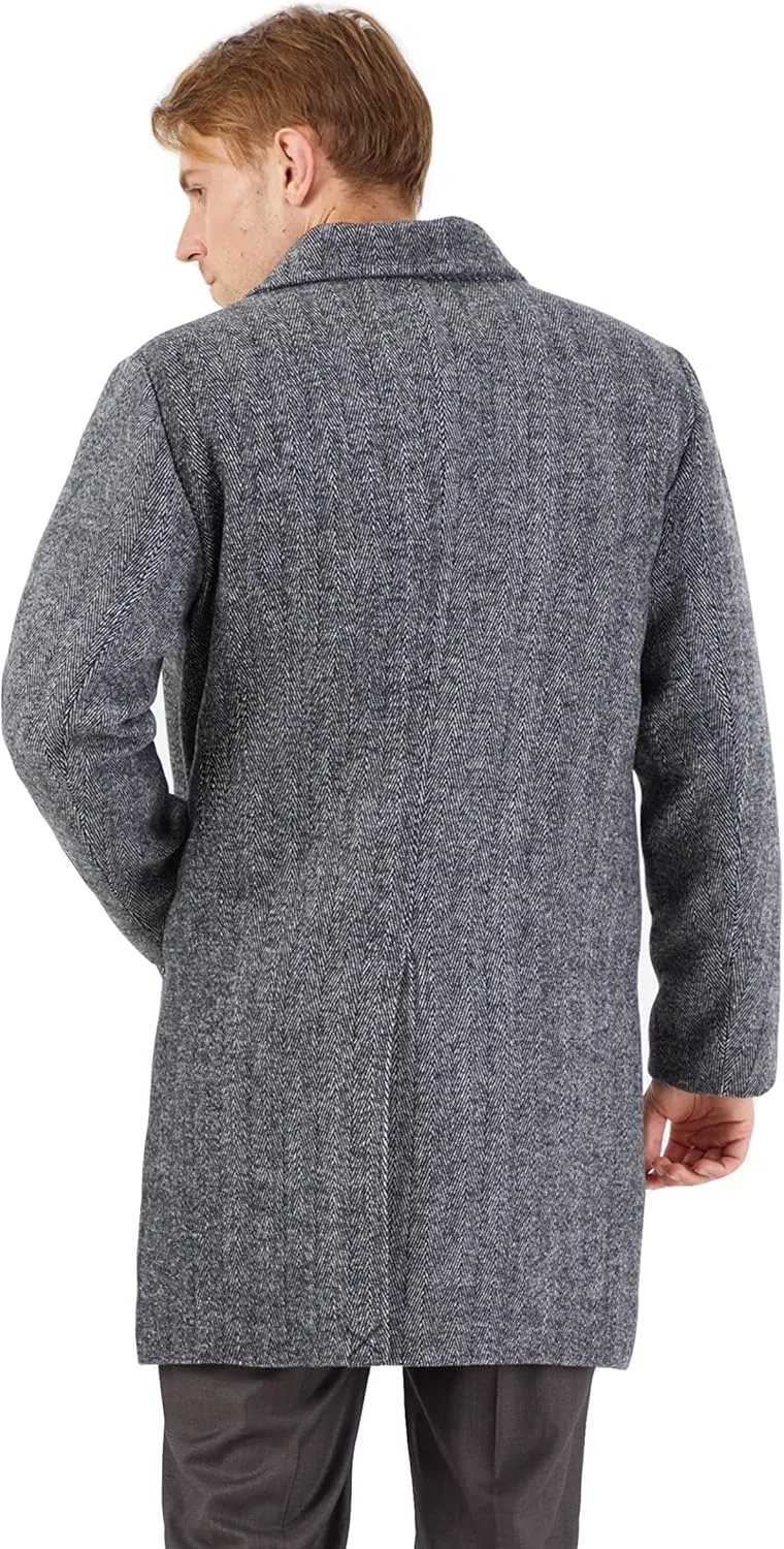 WULFUL Men Wool Trench Coat Slim Fit Winter Coat