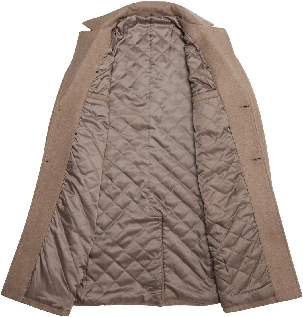 WULFUL Men Wool Trench Coat Slim Fit Winter Coat