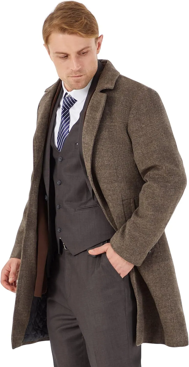 WULFUL Men Wool Trench Coat Slim Fit Winter Coat