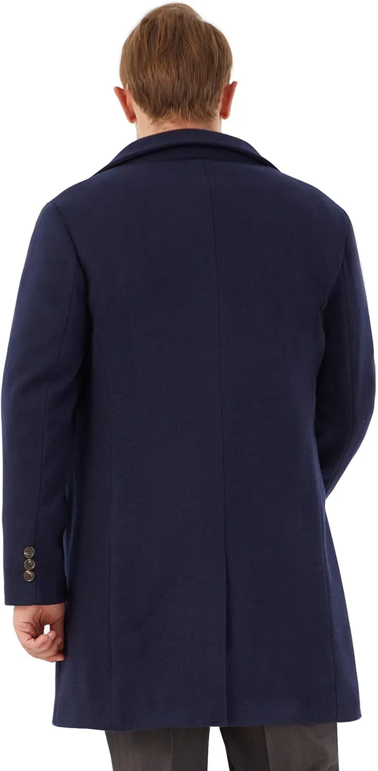 WULFUL Men Wool Trench Coat Slim Fit Winter Coat