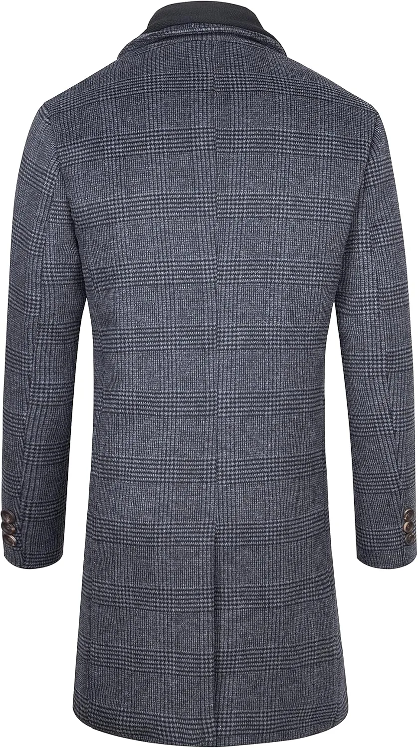 WULFUL Men Wool Trench Coat Slim Fit Winter Coat