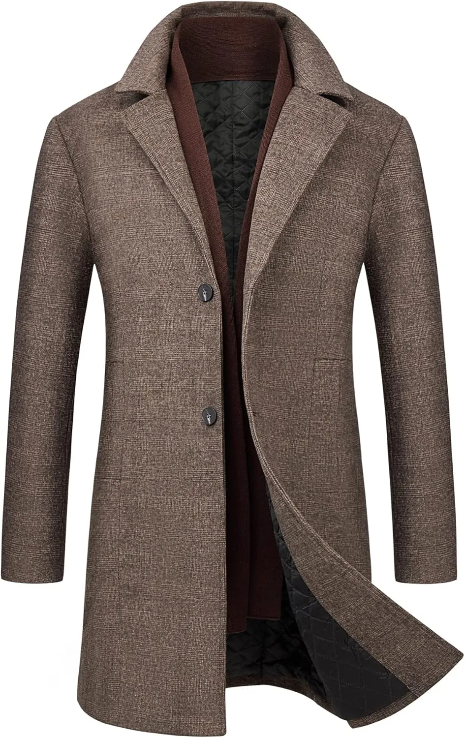 WULFUL Men Wool Trench Coat Slim Fit Winter Coat