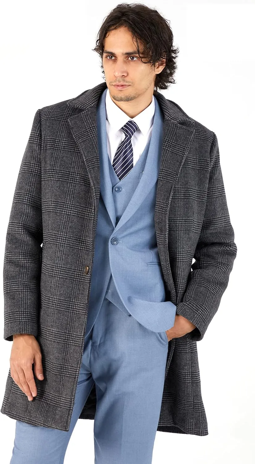 WULFUL Men Wool Trench Coat Slim Fit Winter Coat