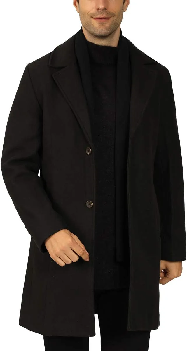 WULFUL Men Wool Trench Coat Slim Fit Winter Coat